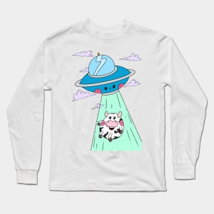 Funny Alien, Cute spaceship, kawaii Alien Long Sleeve T-Shirt